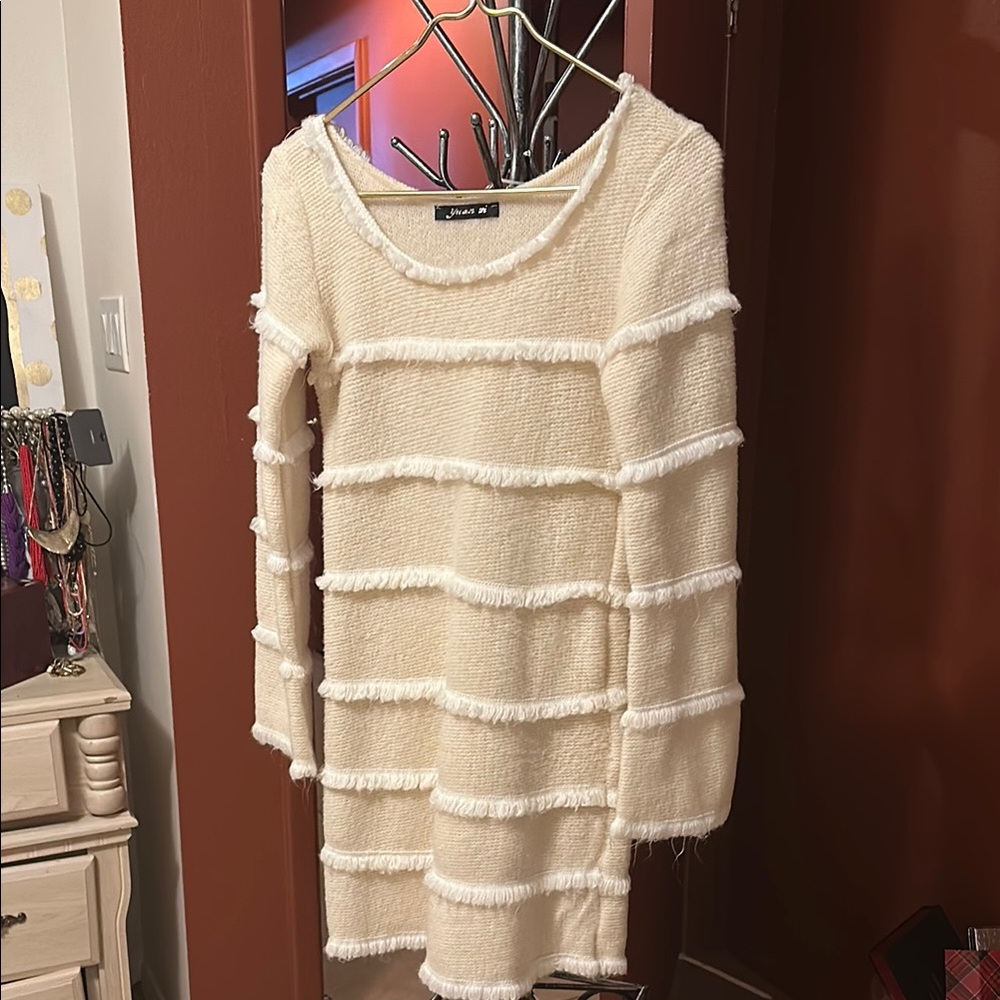 Chic Cream Fringe Dress